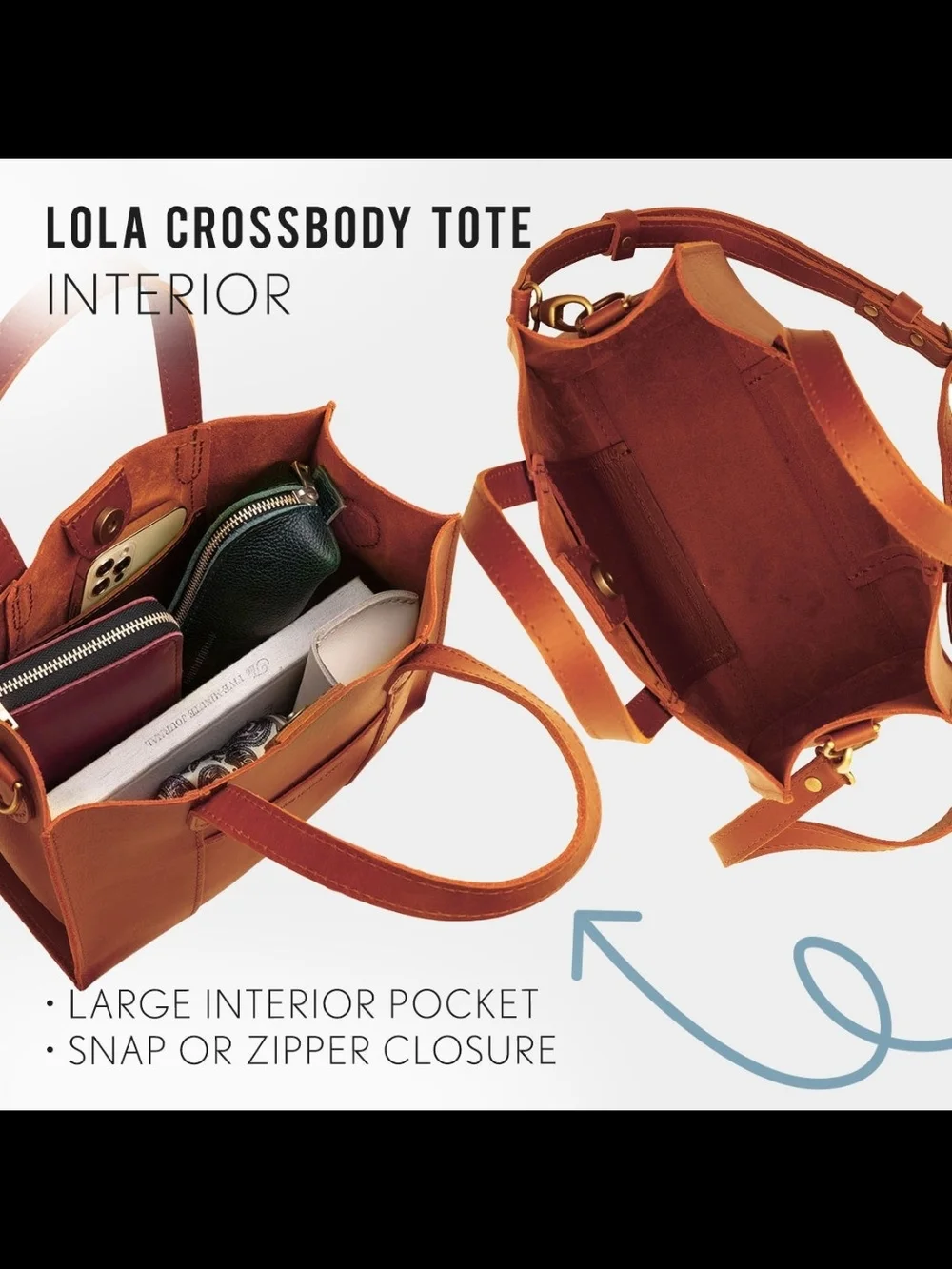 🔥Portland Leather Velvet Blue Classic Lola Crossbody Tote